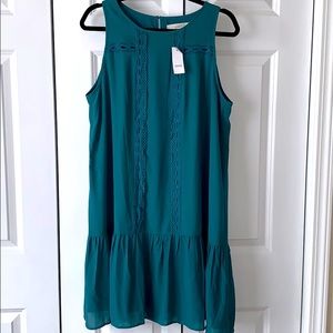 Beautiful Teal Loft Dress with Lace Detail